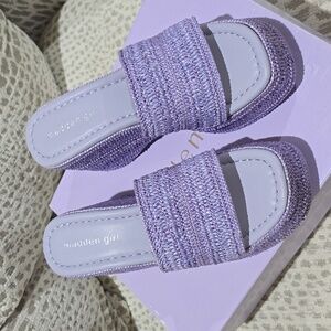 Madden Girl Lavender Zahara Woven Slide Platform Sandals